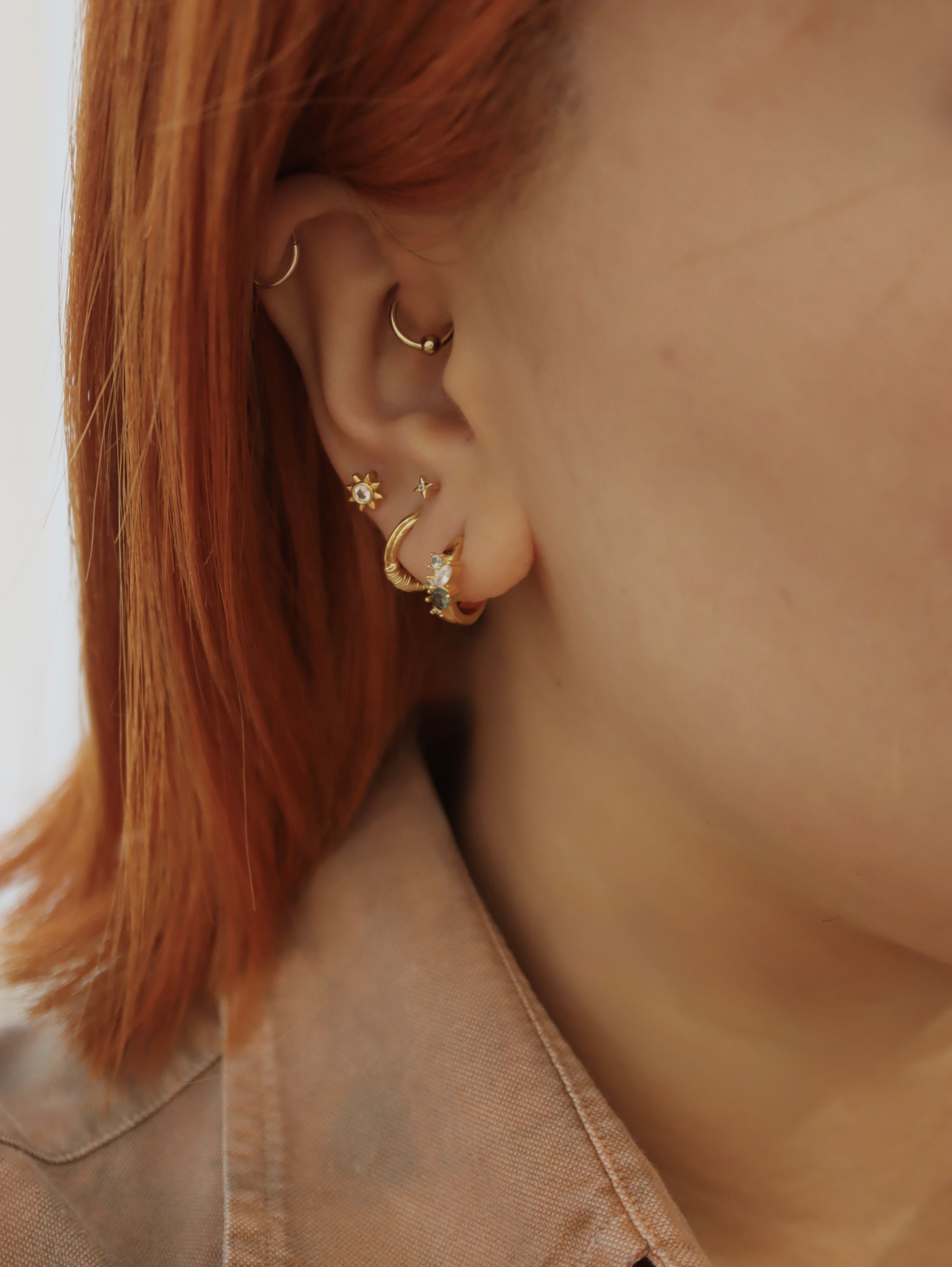 Cz hoop brass earrings
