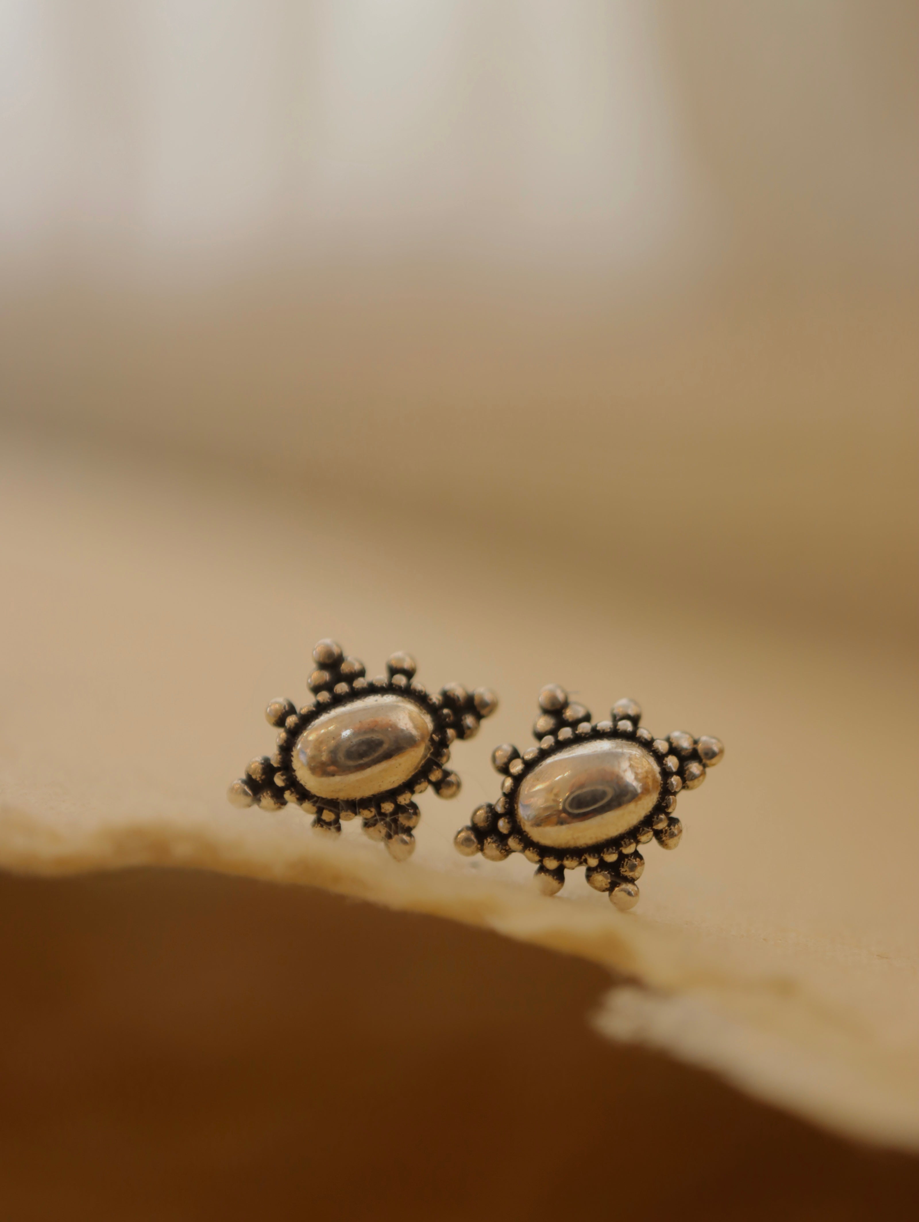 Beaded Starburst Stud 925 silver Earrings