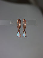 Opal cz S925 hinged hoop earrings