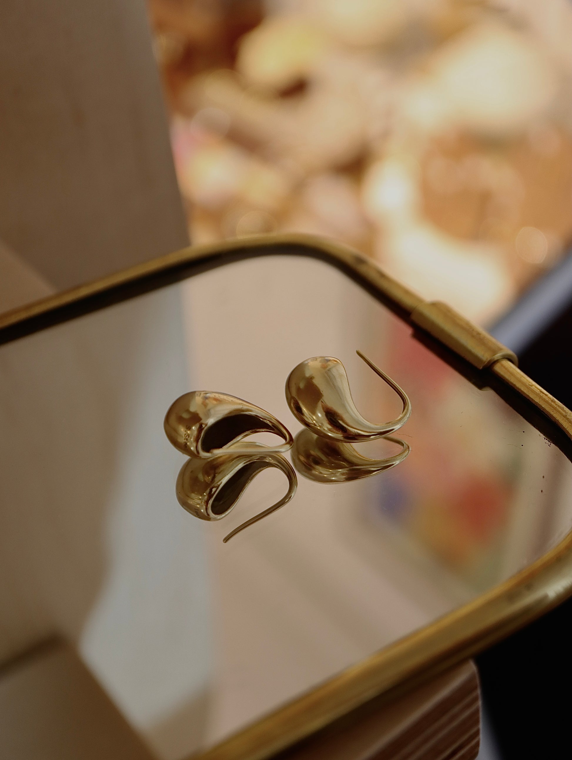 Echo Hook Stainless Steel Teardrop Earrings