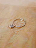 Drop cz heart open size ring