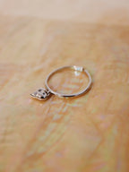 Drop cz heart open size ring