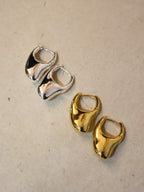 Irregular hoop brass earrings