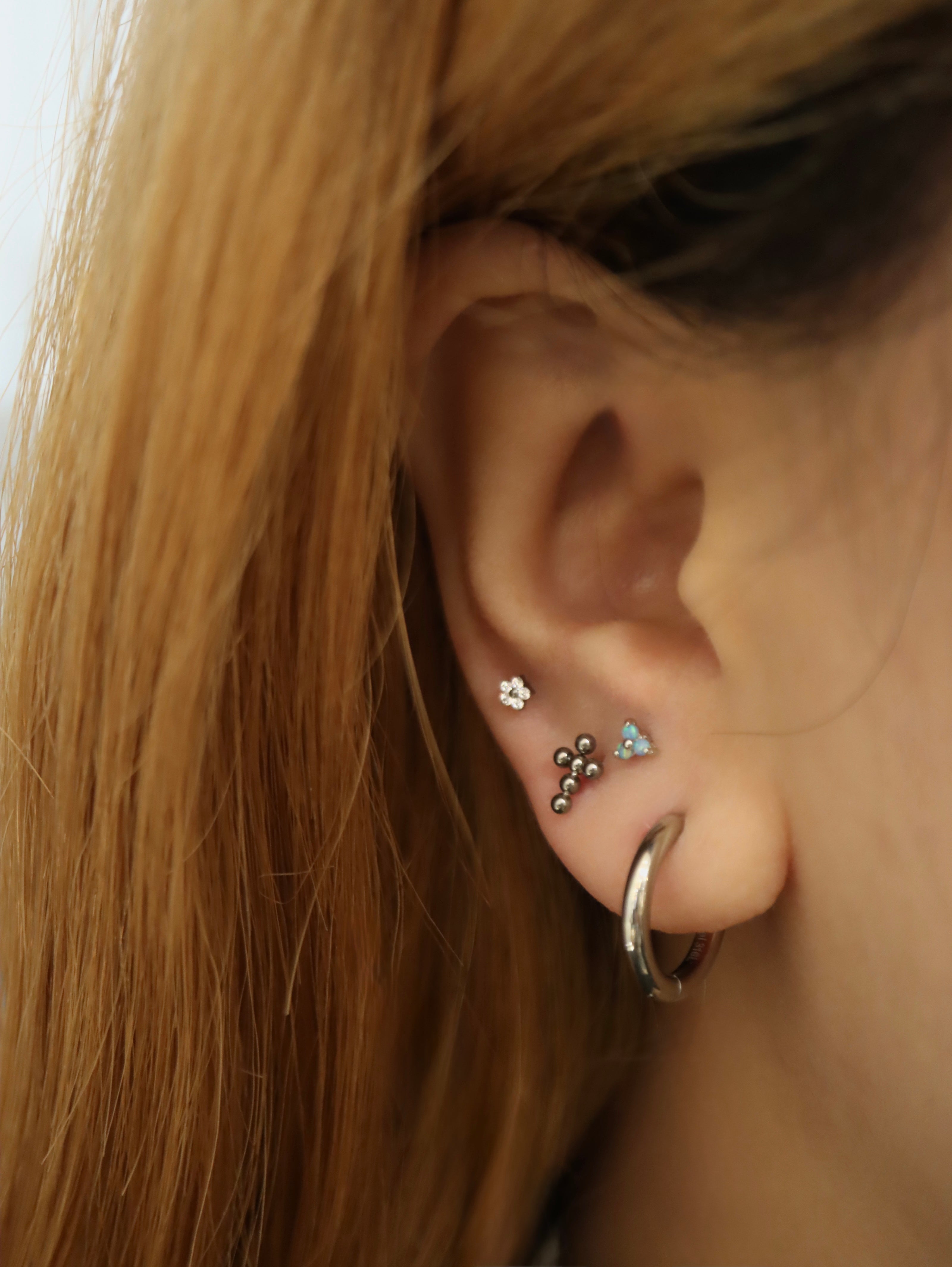 G23 titanium Stud Cross bead earring