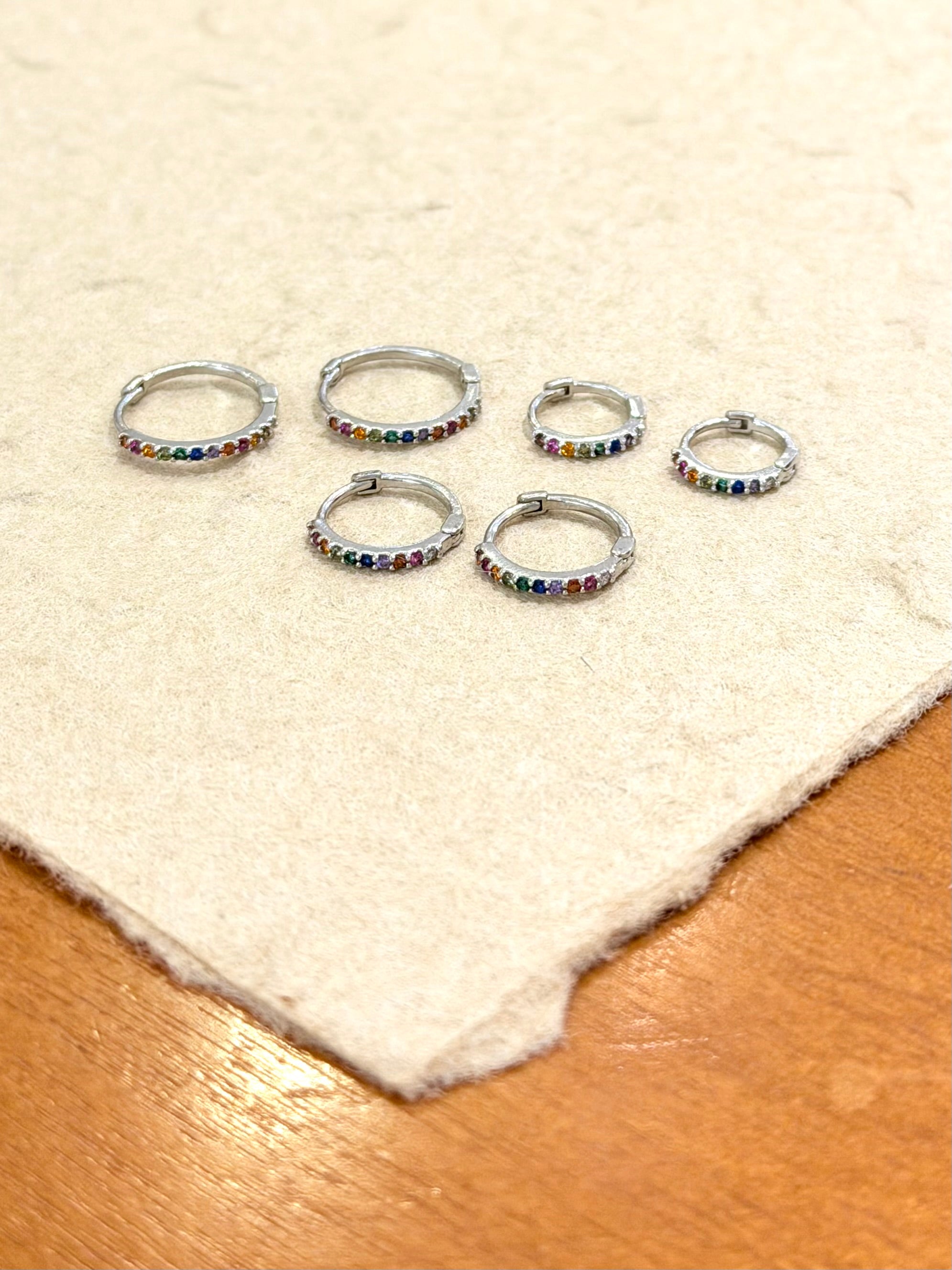 Rainbow CZ hoop Stainless steel earrings