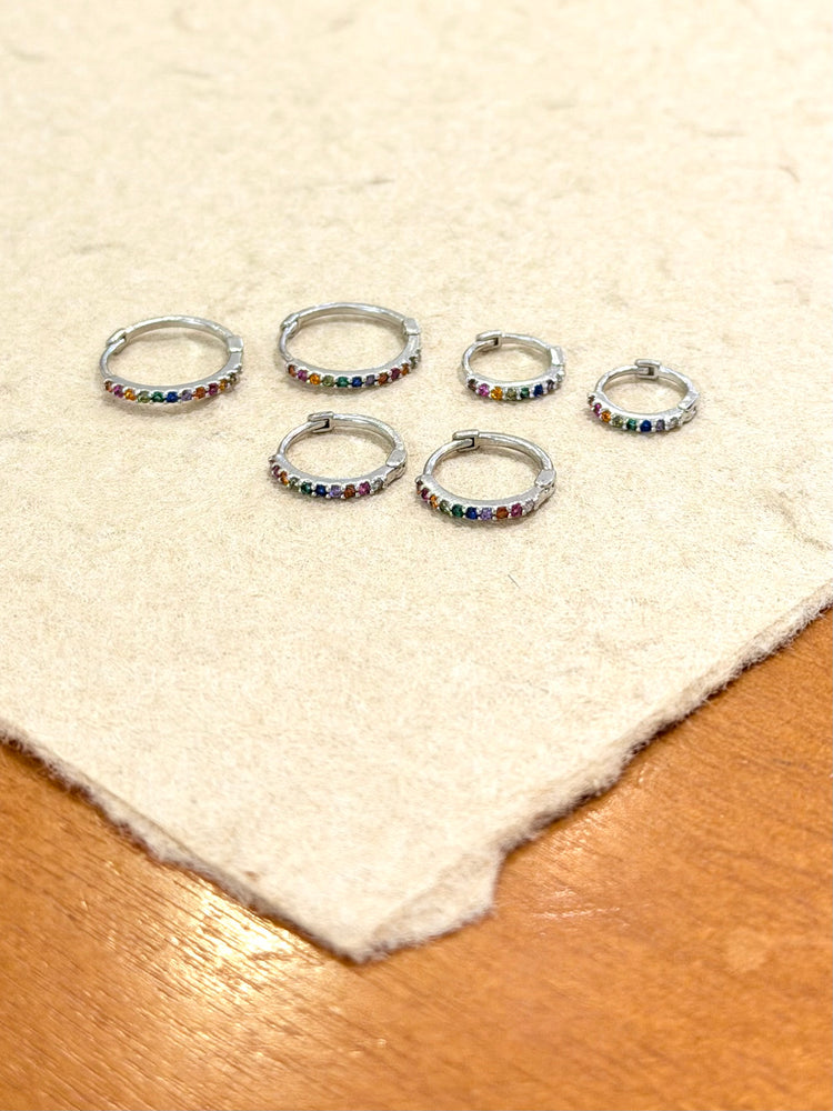 Rainbow CZ hoop Stainless steel earrings
