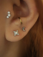 Ornate Beaded Pearl Surgical Steel Piercing Stud