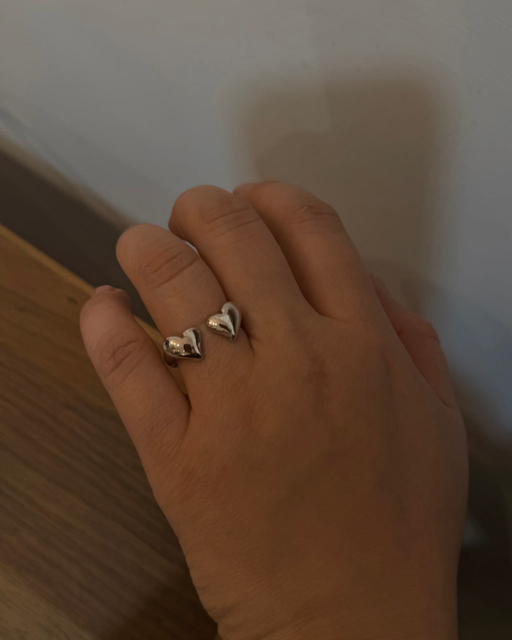 Double heart brass ring (free size)