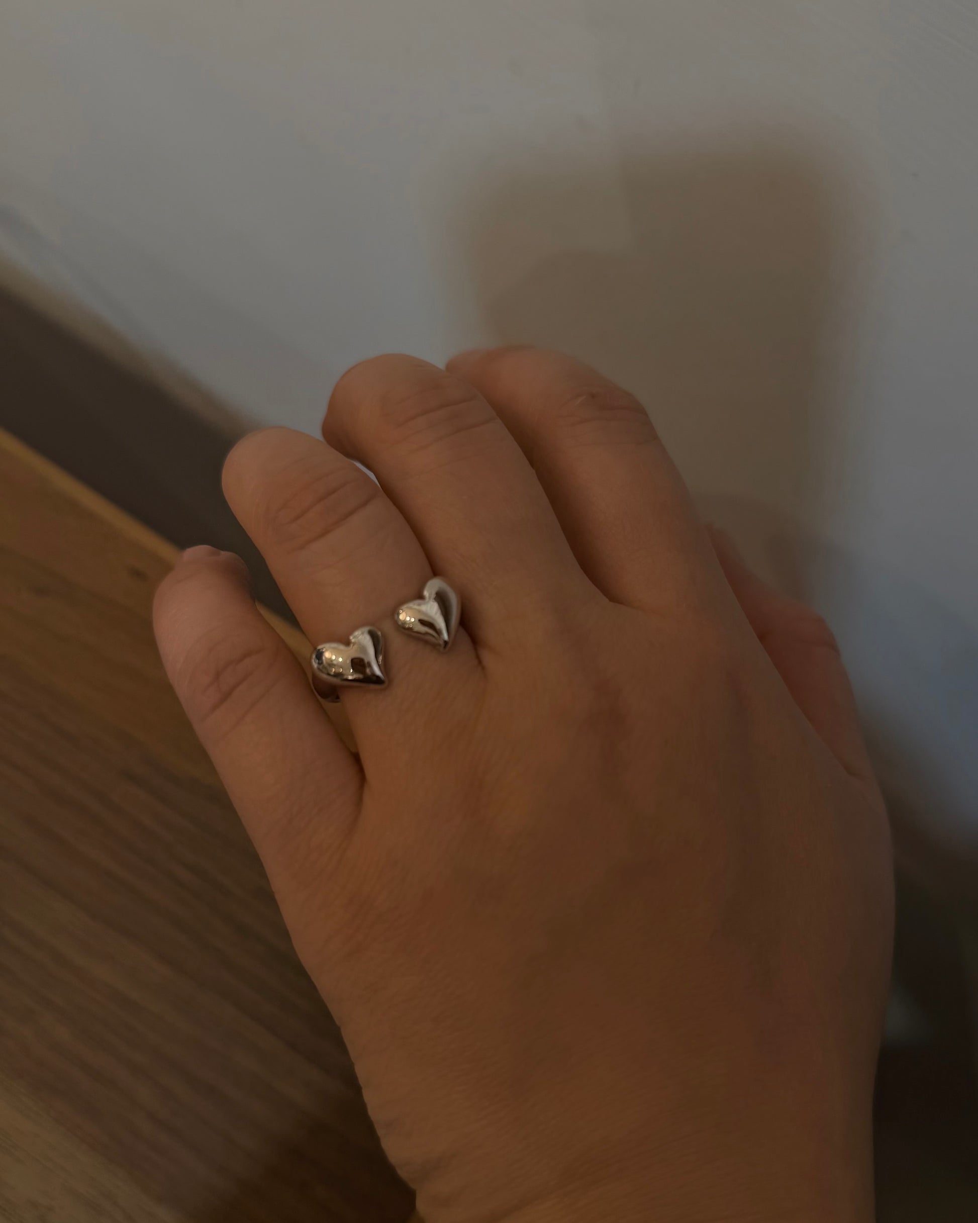 Double heart brass ring (free size)