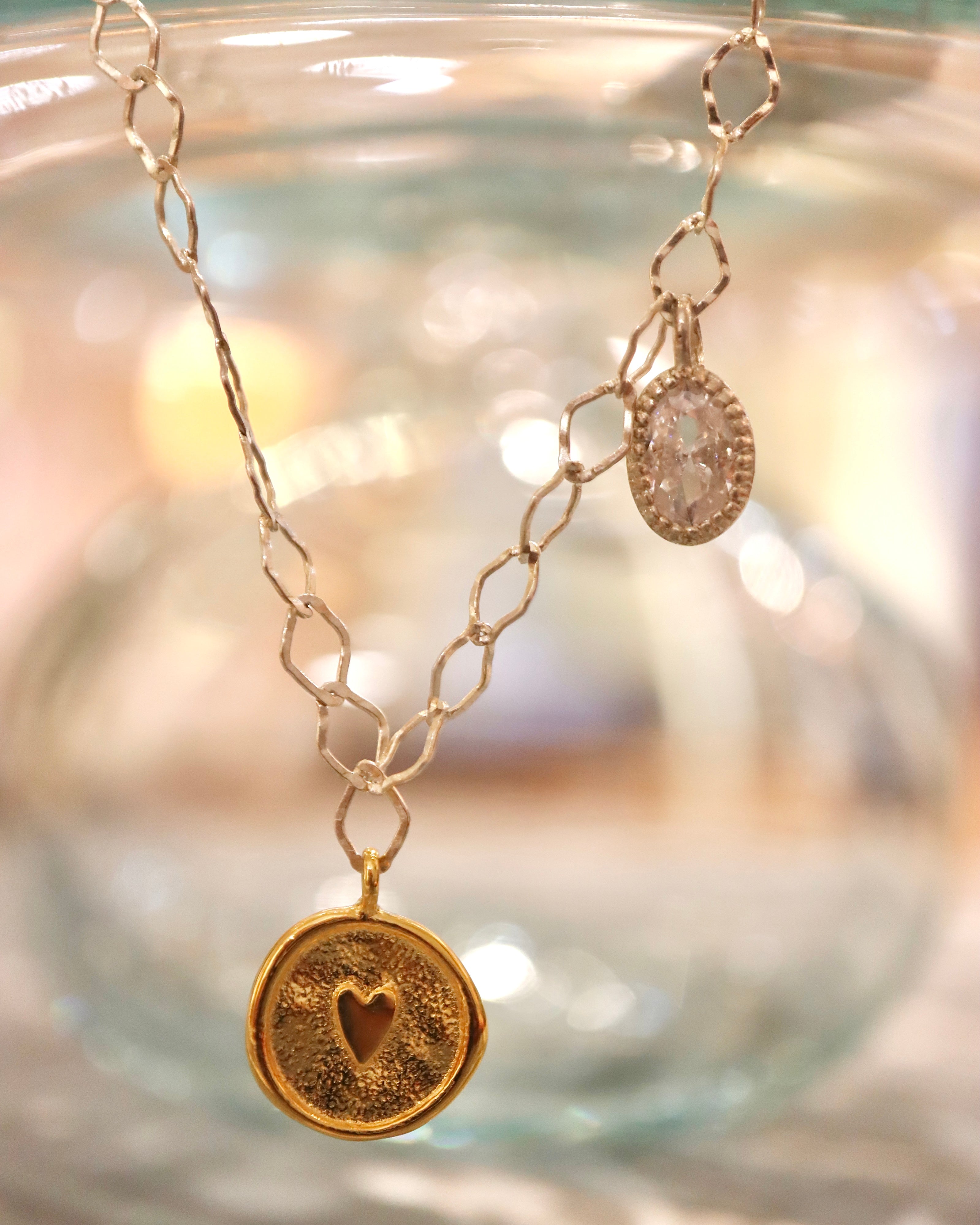 Amari Heart Coin Two Tone 925 Silver  Bracelet