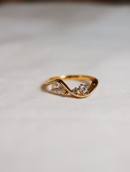 Silver925 cz wavy ring