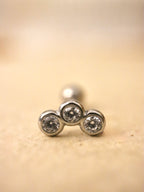 Triple cz surgical steel stud piercing