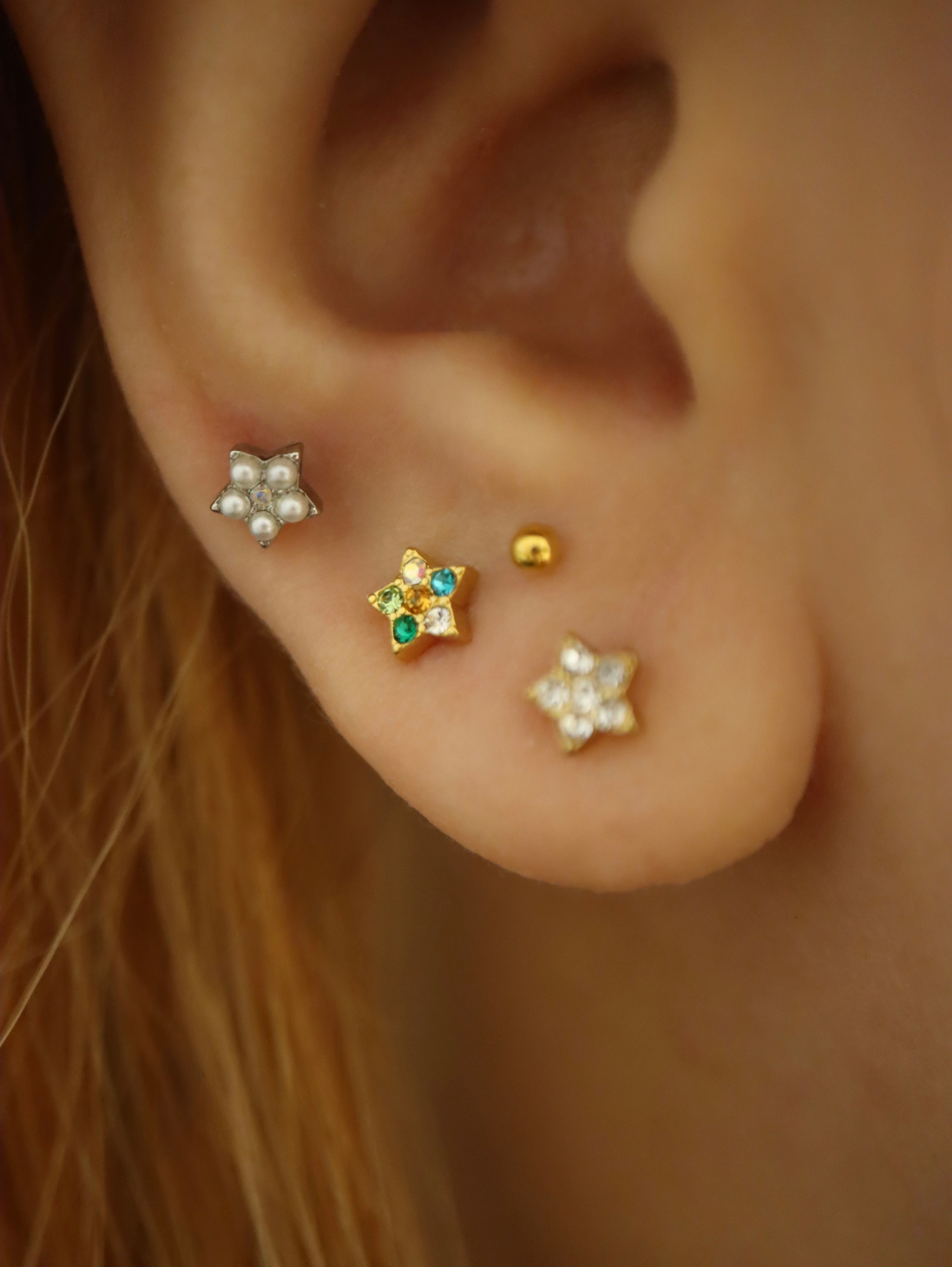Star stud surgical steel piercing earring (1pc)