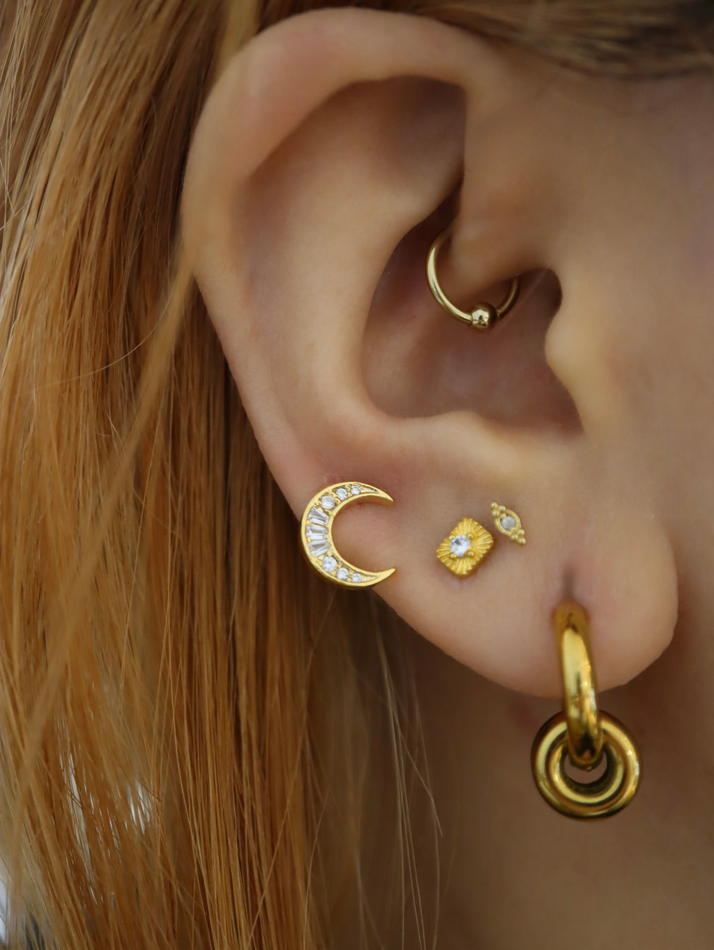 Crescent cz earrings