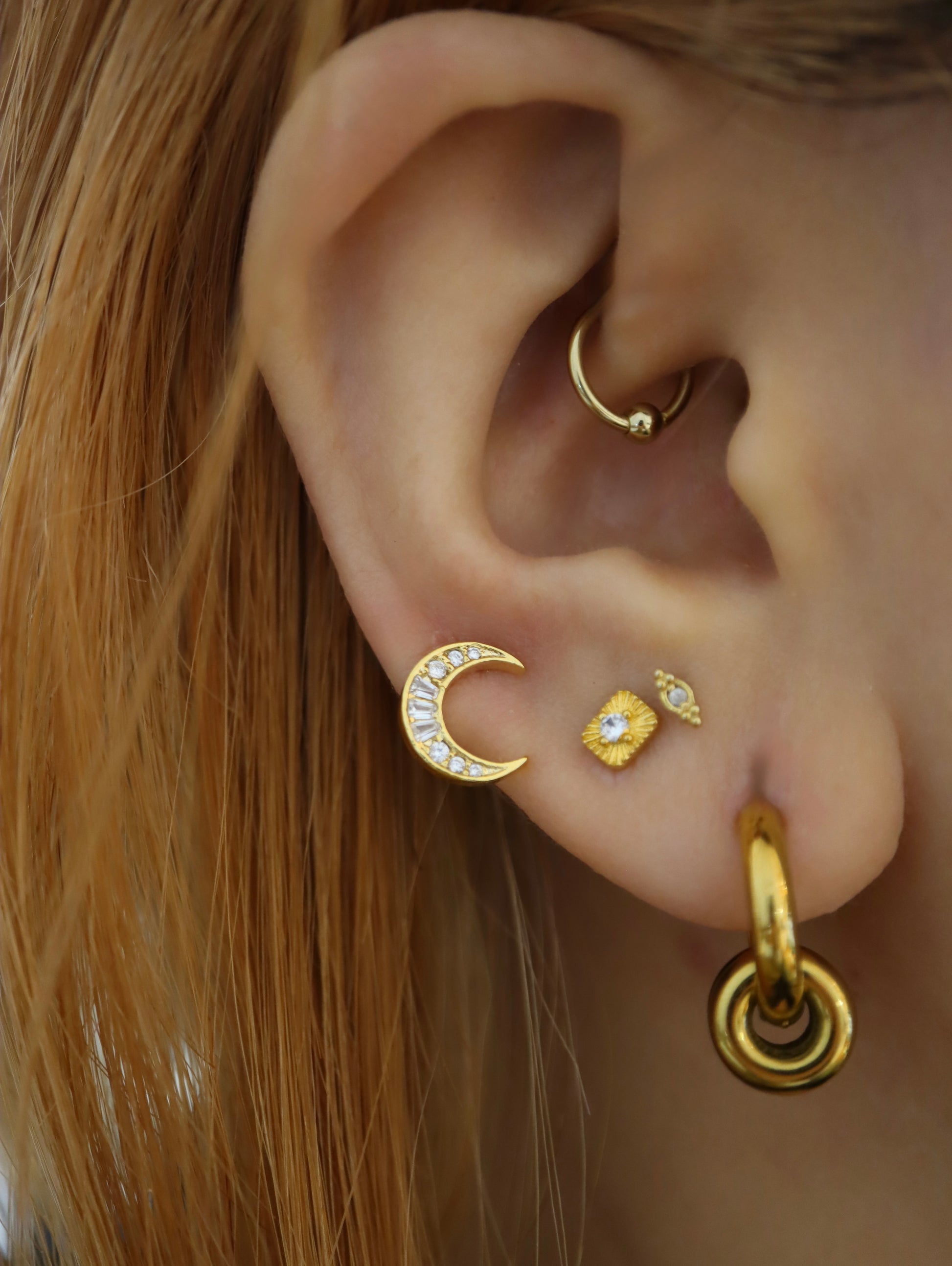 Crescent cz earrings