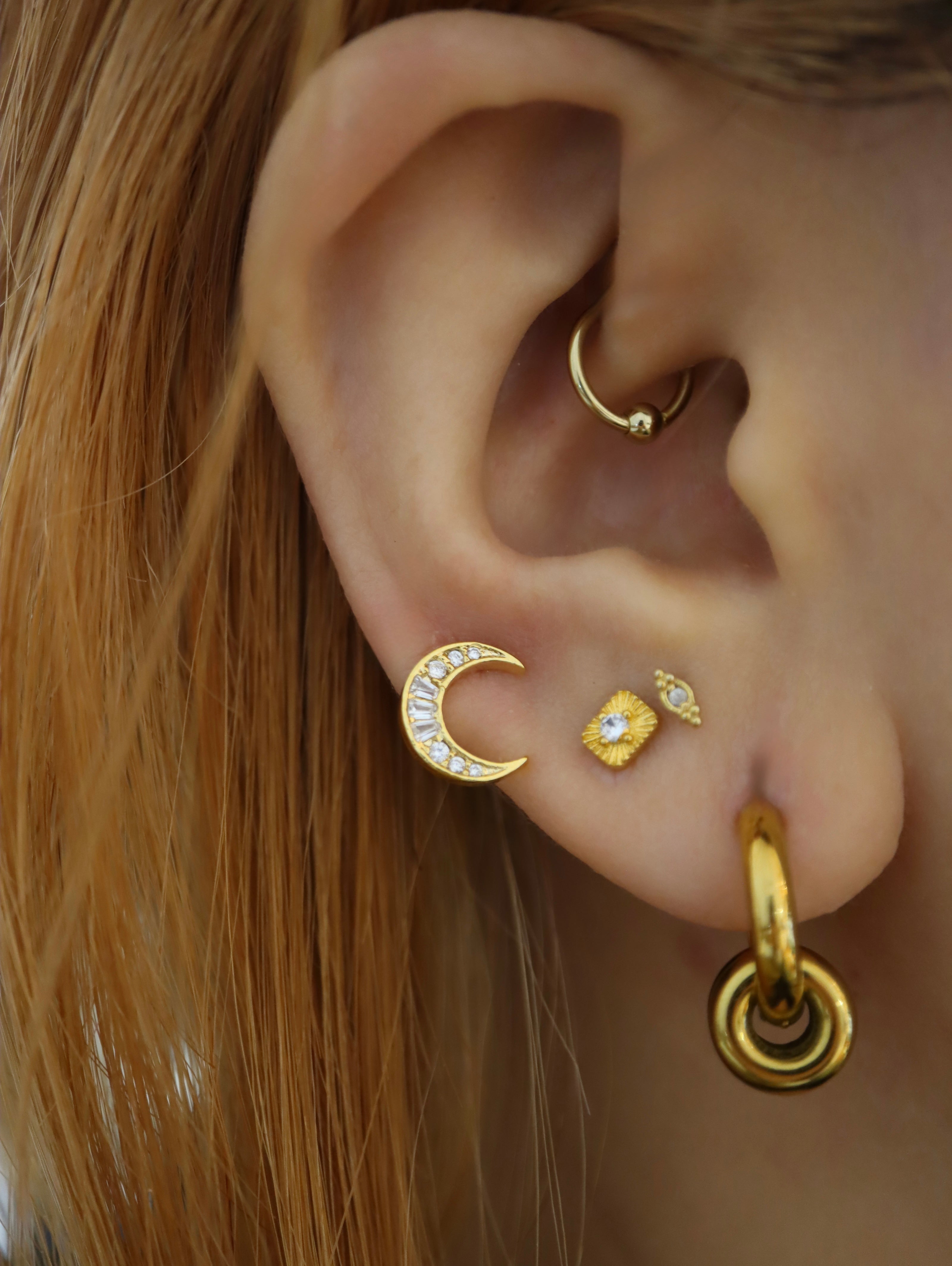 Crescent cz earrings