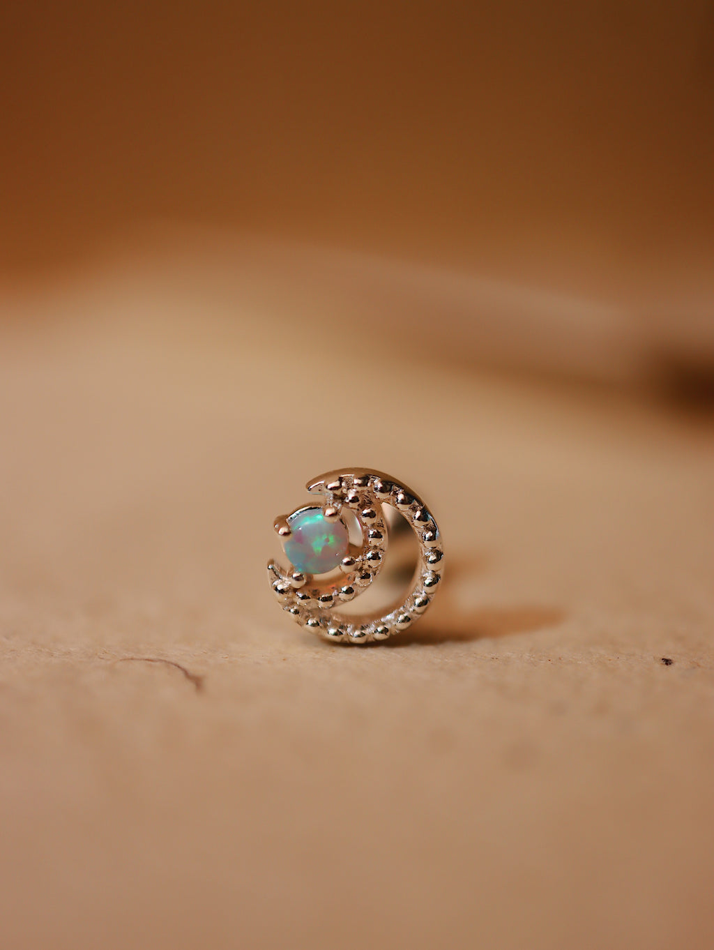 Opal crescent silver925 barbell piercing