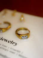 Cz stainless steel hinged hoop earrings