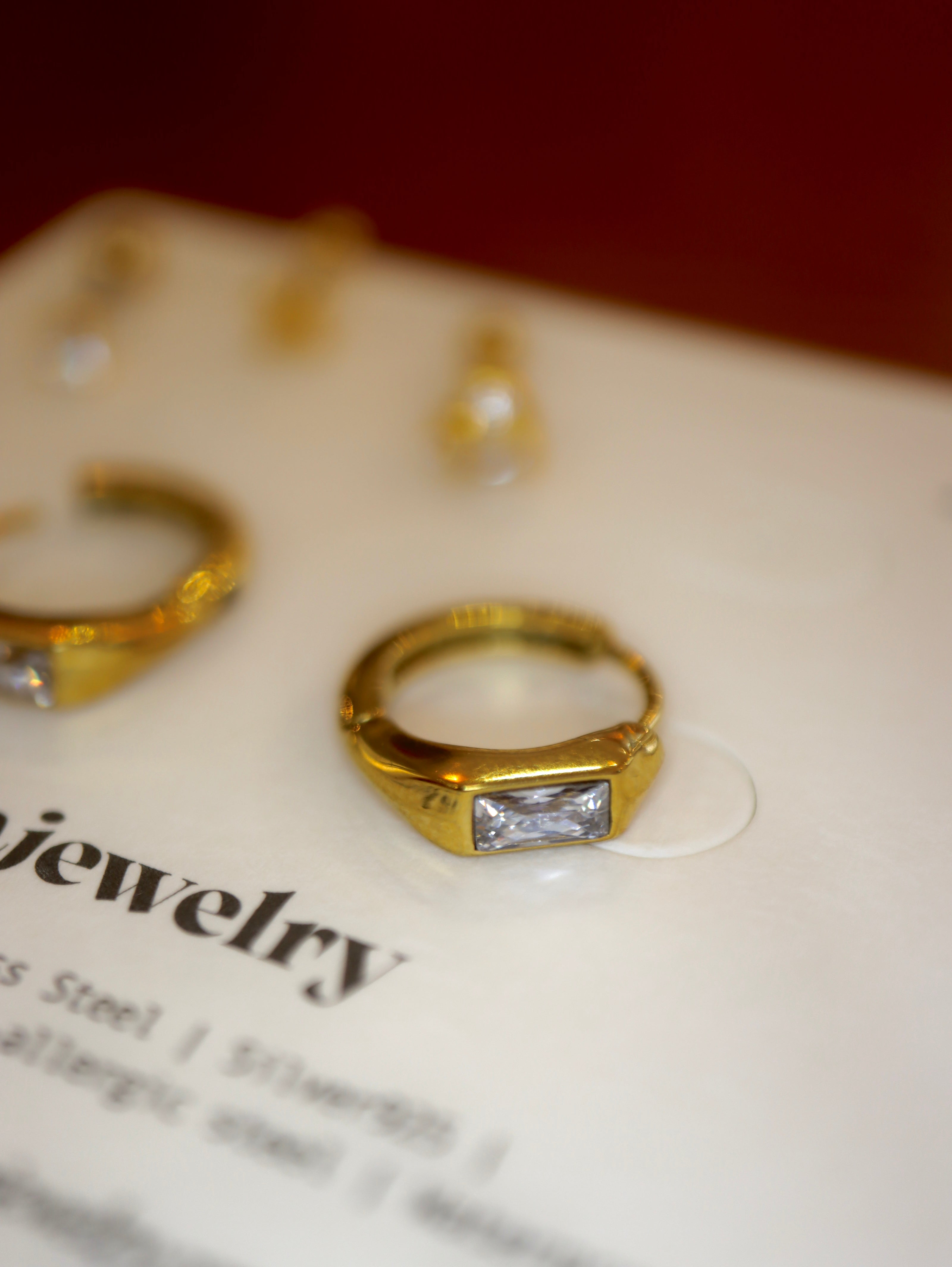 Cz stainless steel hinged hoop earrings