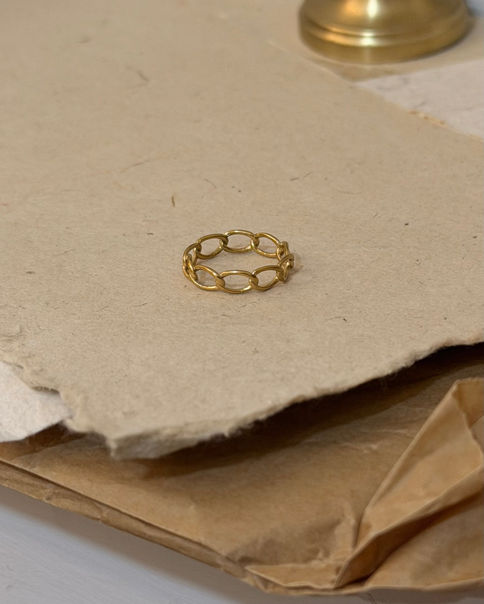 Interlock stainless steel pinky ring