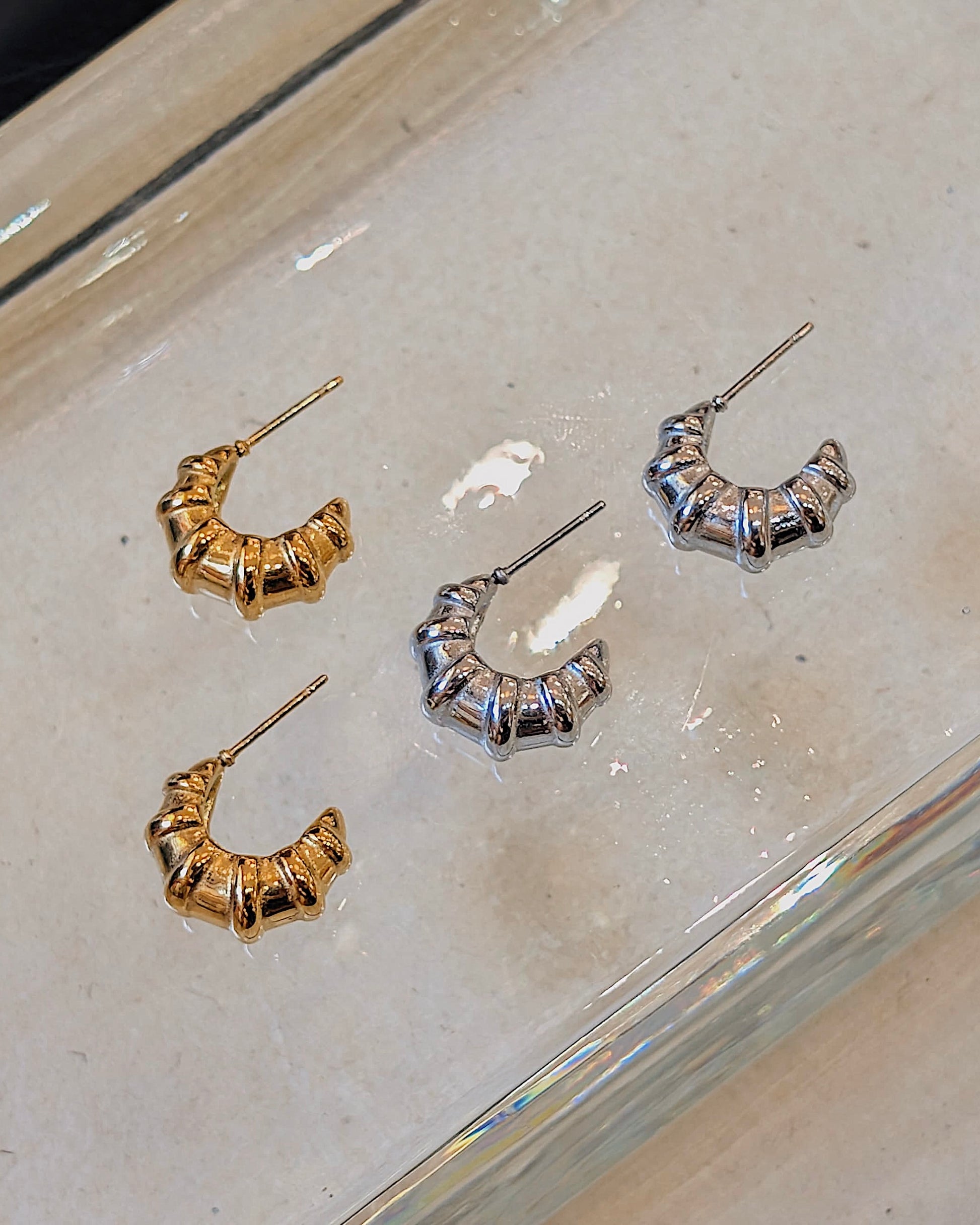 Segmented Crescent Hoop Earrings