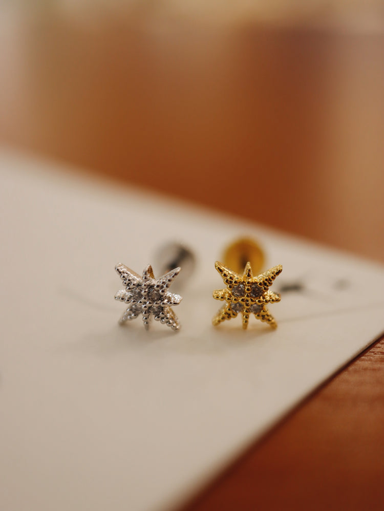 Starburst Silver 925 flat back piercing (1pc)