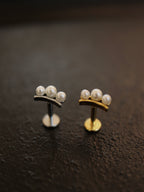 Triple pearl push pin stainless steel flat back