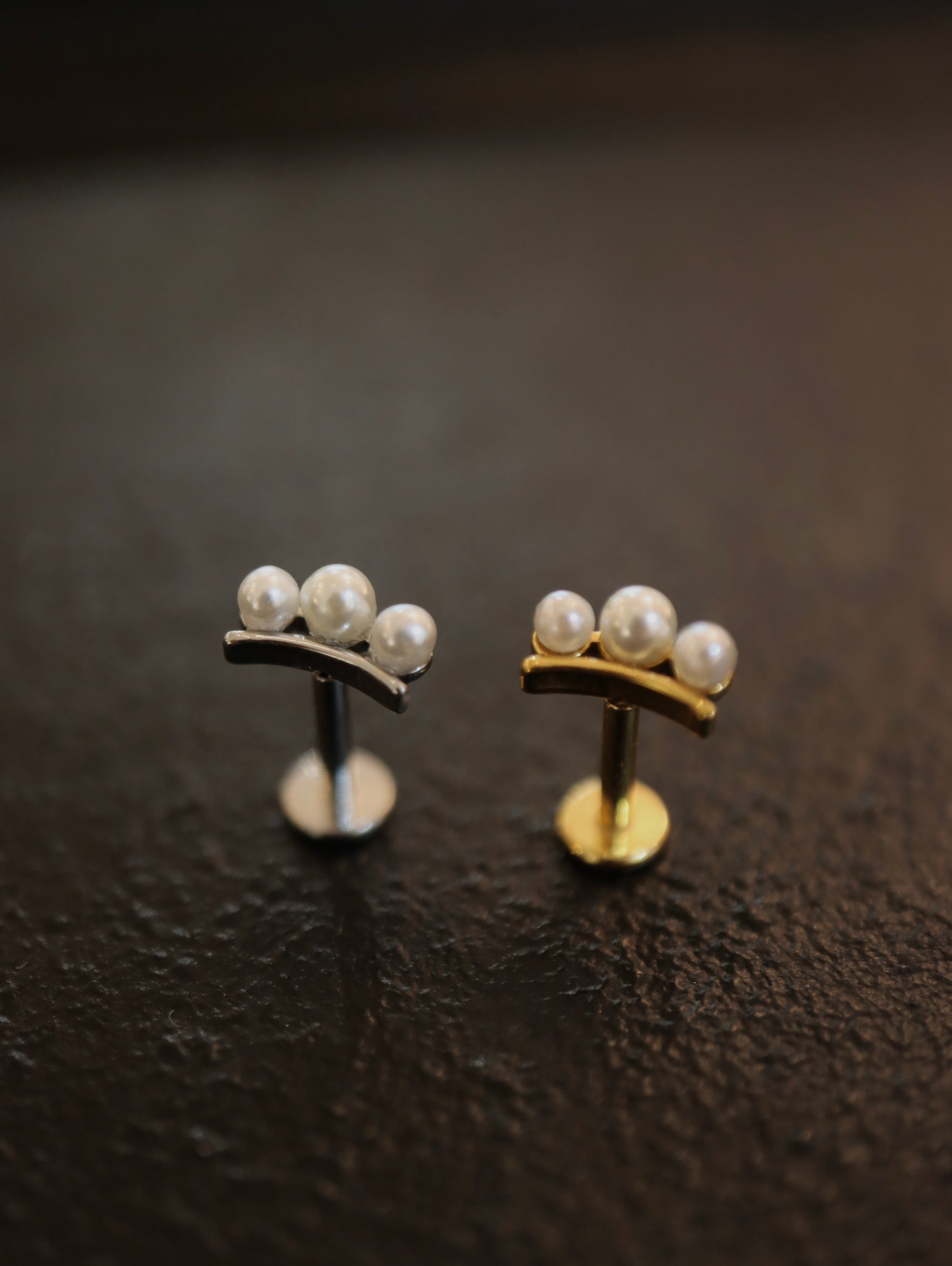 Triple pearl push pin stainless steel flat back