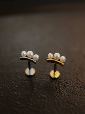 Triple pearl push pin stainless steel flat back