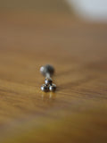Trinity bead stud flat back surgical steel piercing earring (1pc)