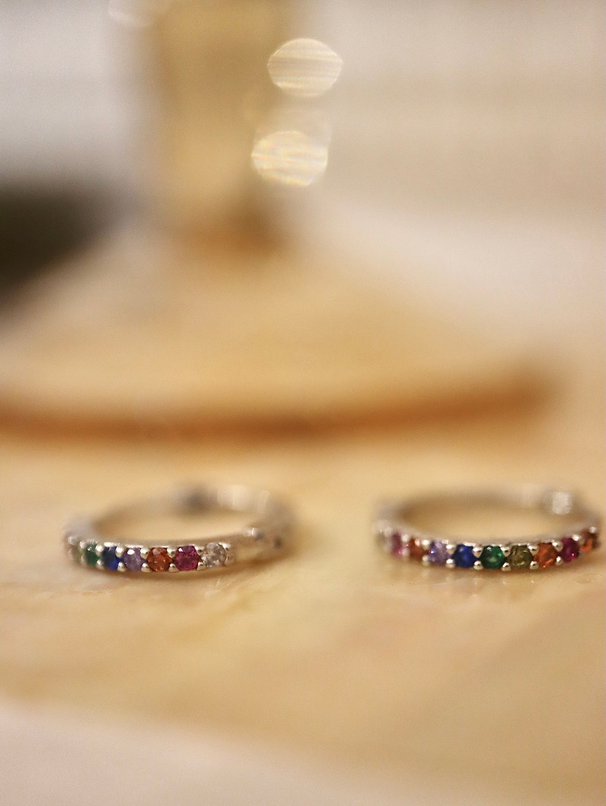 Rainbow CZ hoop Stainless steel earrings