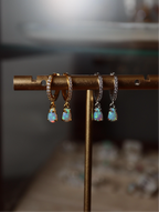 Opal cz S925 hinged hoop earrings