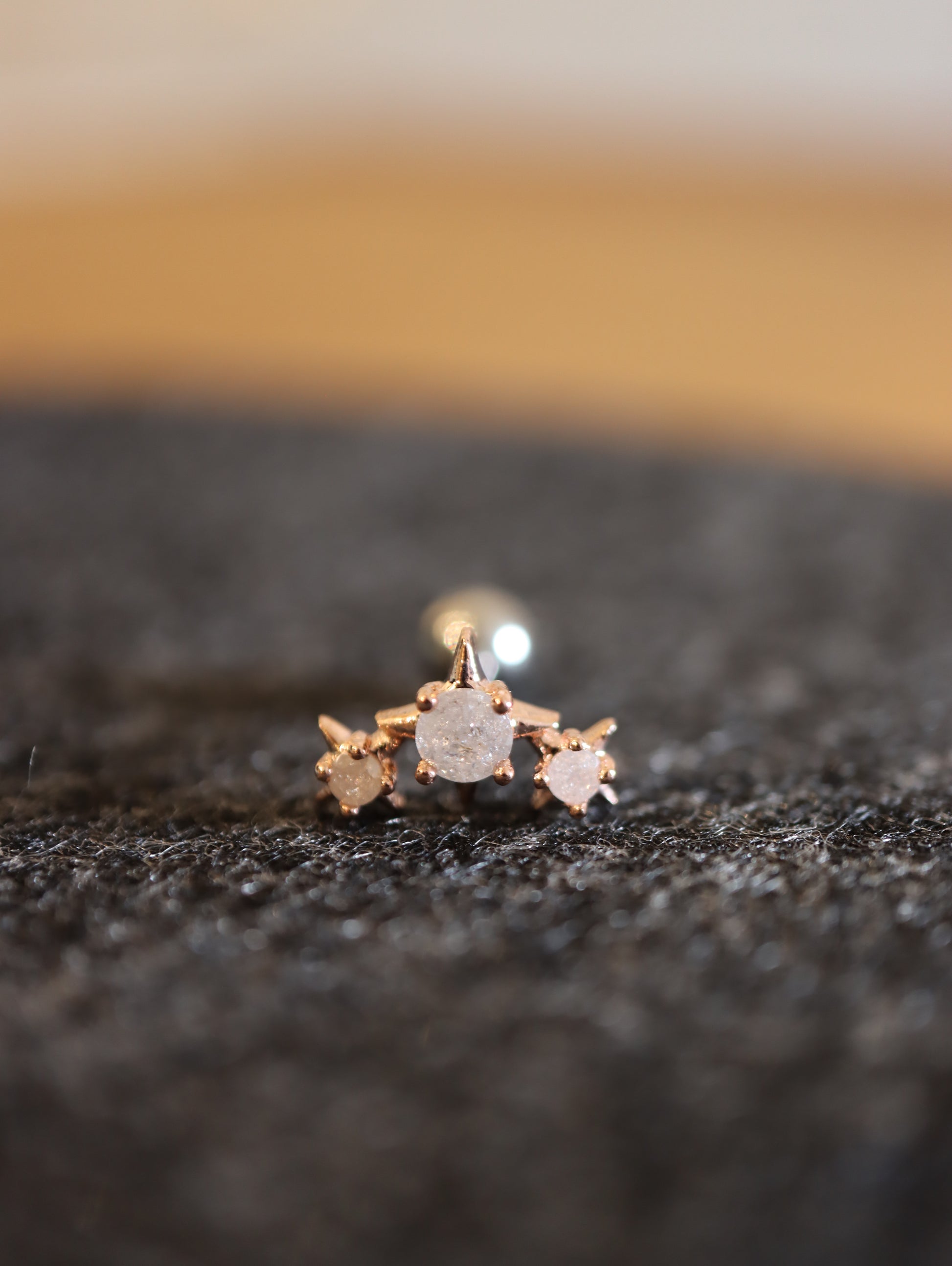 Surgical steel triple cz sparkle earring (1pc)