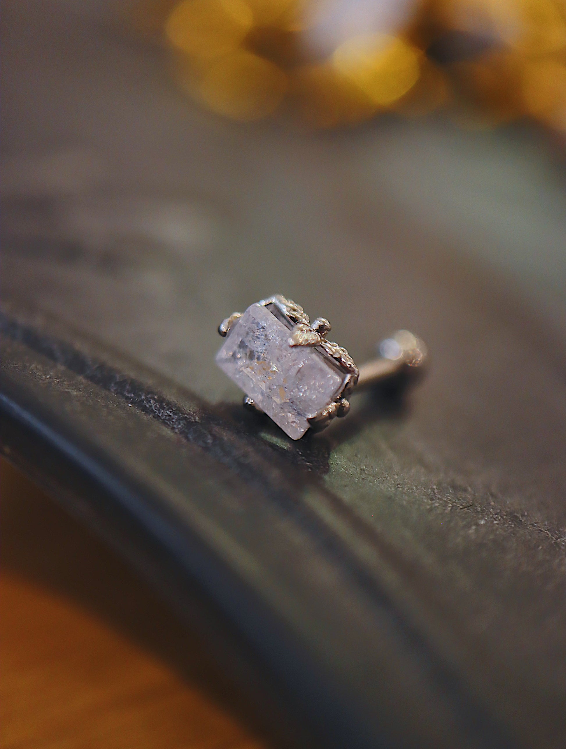 Surgical steel radiant rectangle barbell stud