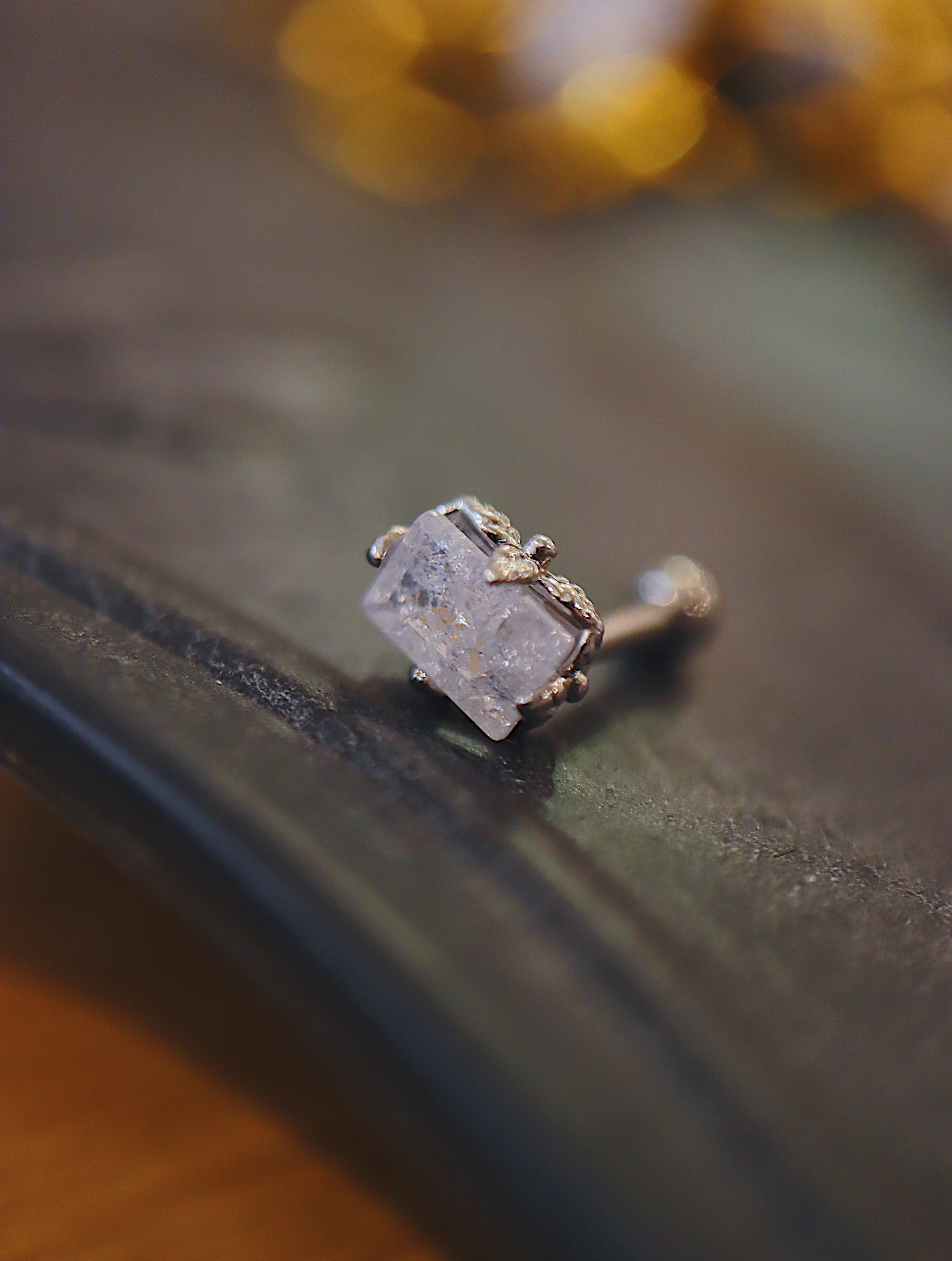 Surgical steel radiant rectangle stud piercing