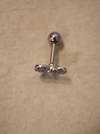 Ribbon cz stud piercing earring (1pc)