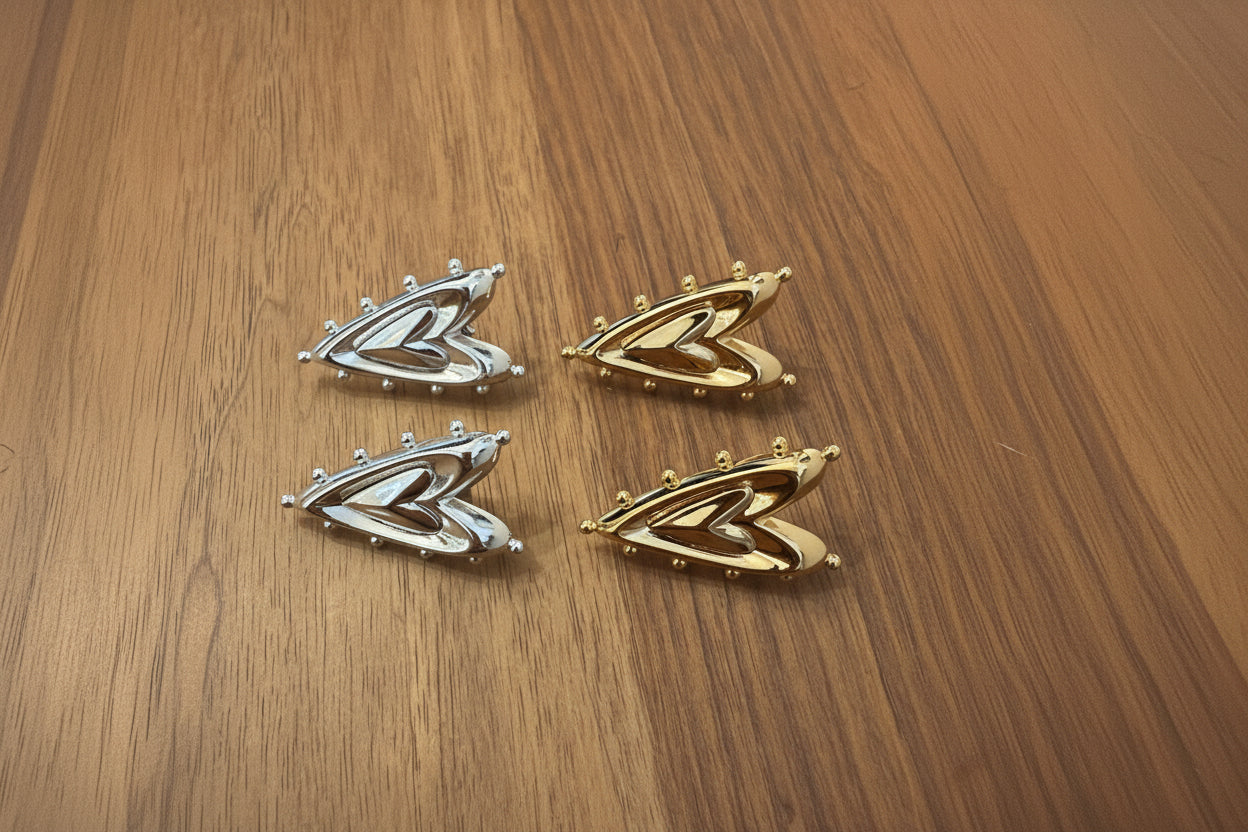 Spiked long heart earrings