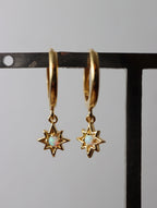 Starburst opal silver925 hinge hoop earrings