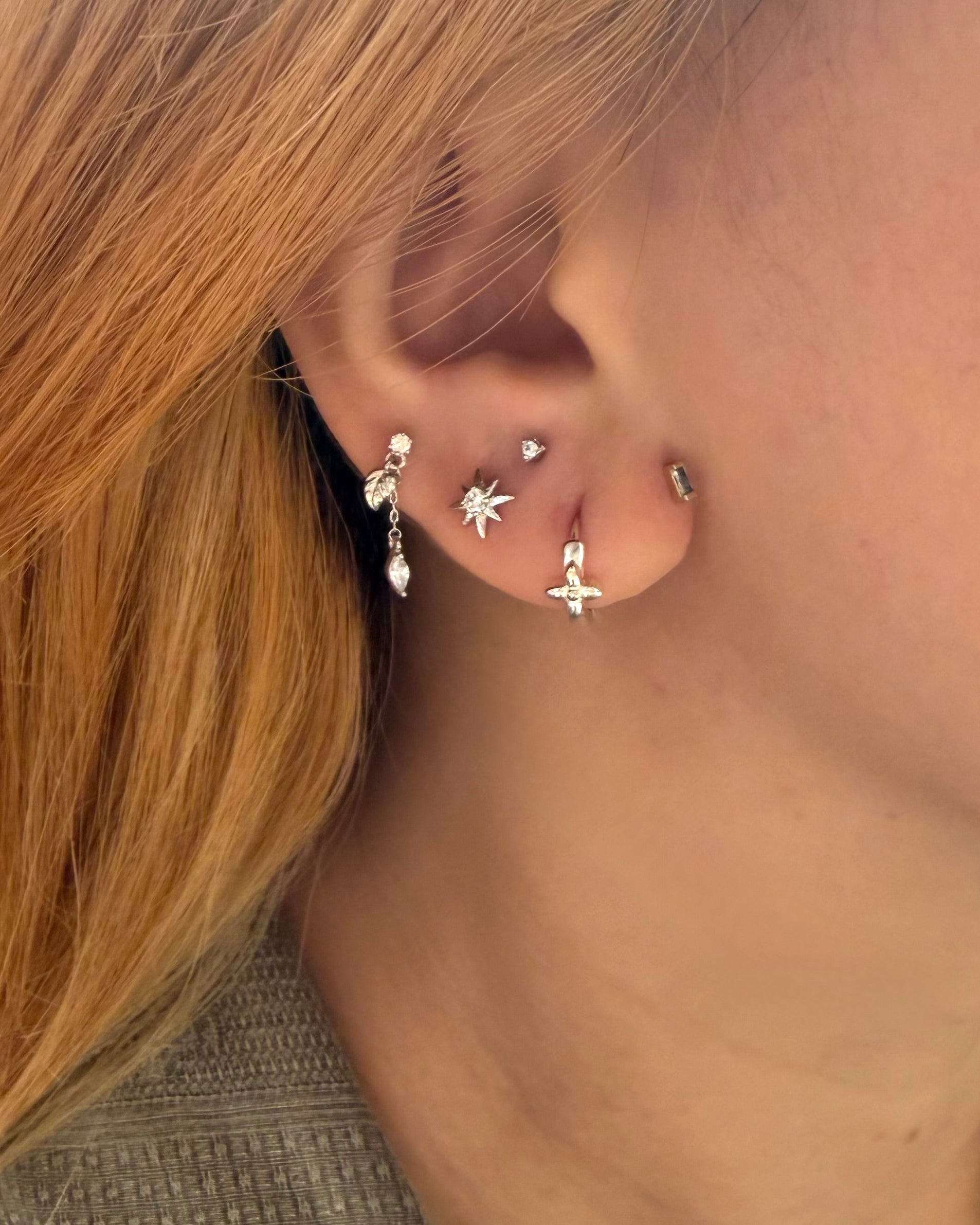 Luxe petal 925 silver hoop earrings