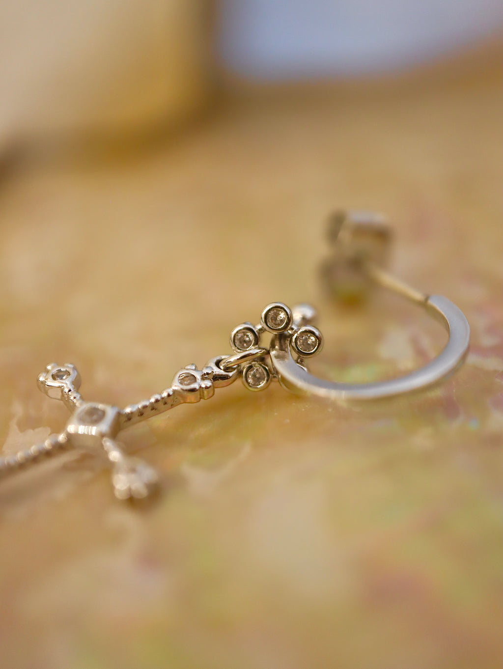 Drop cz cross 925 silver earrings