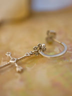 Drop cz cross brass earrings
