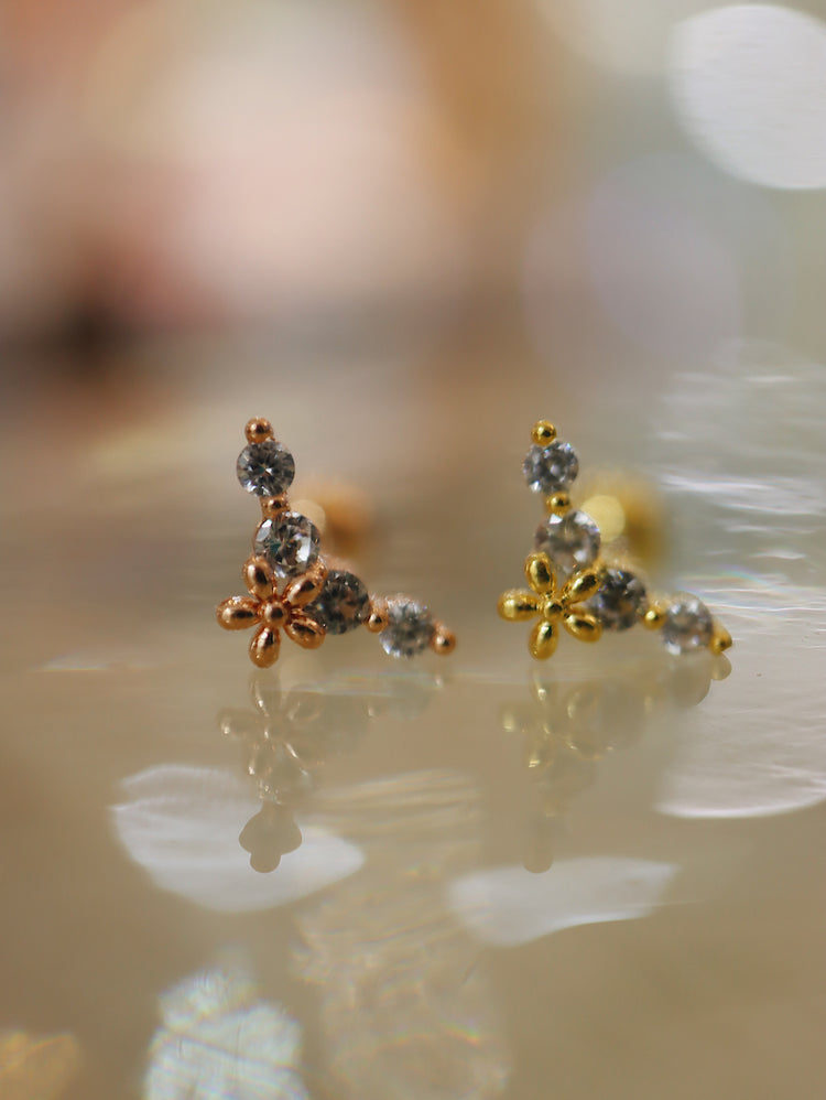 Bar cz floral surgical steel piercing (1pc)