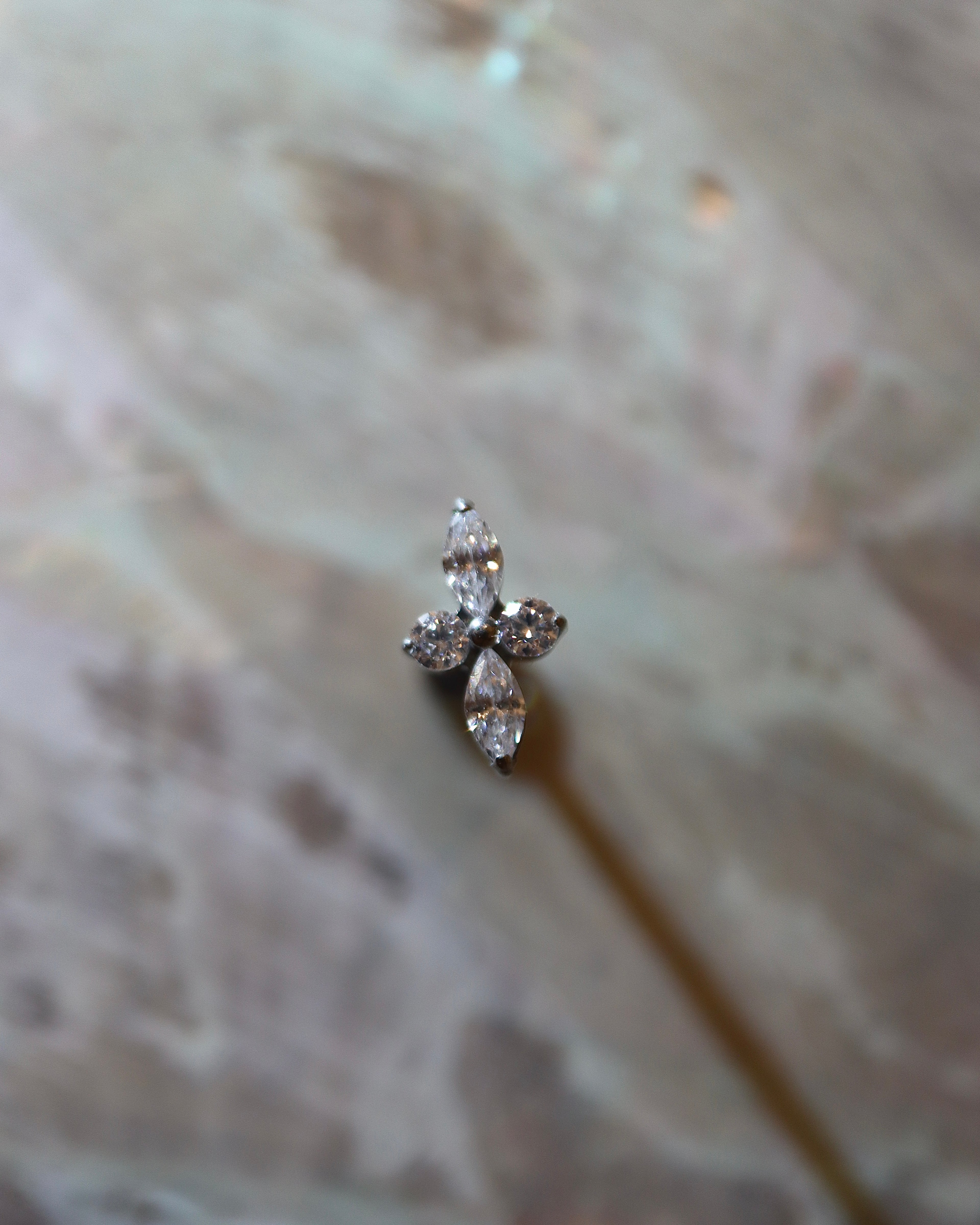 Titanium G23 CZ petal stud earring (1pc)
