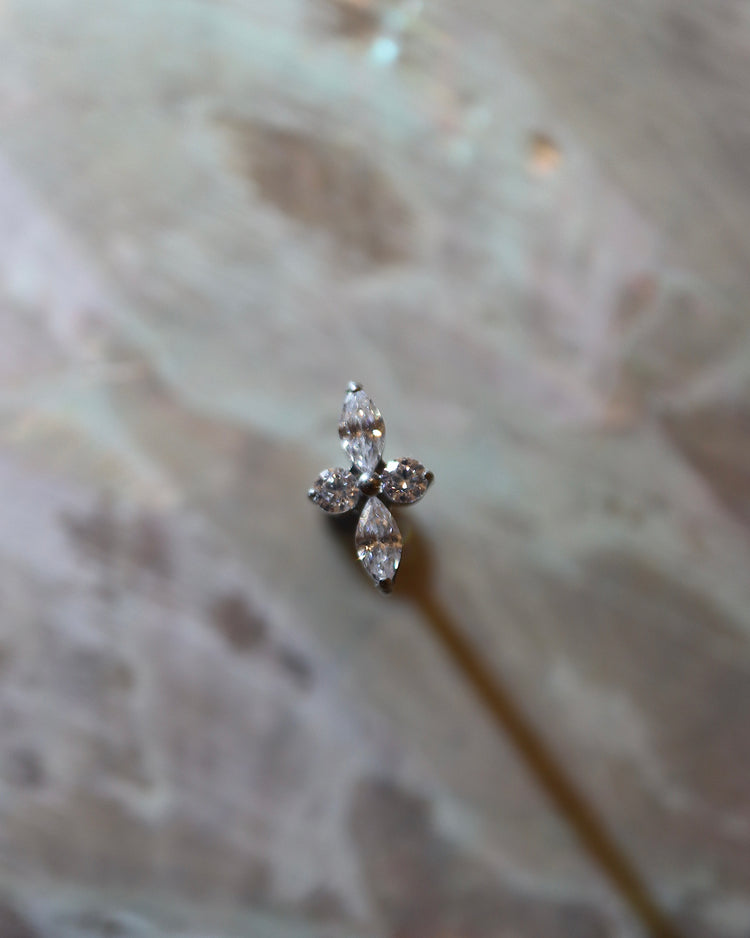 Titanium G23 CZ petal stud earring (1pc)