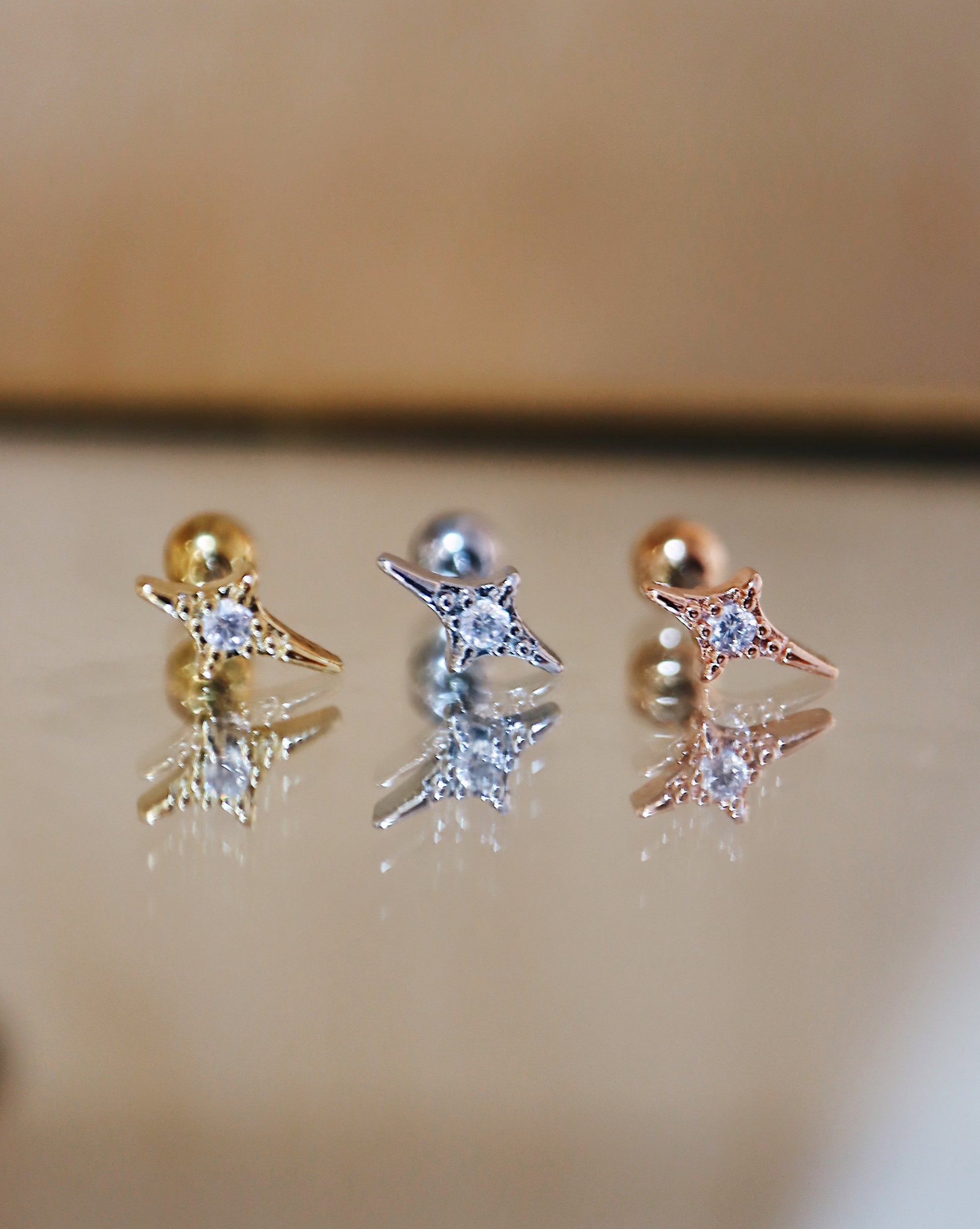 ✨ sparkle surgical steel barbell piercing