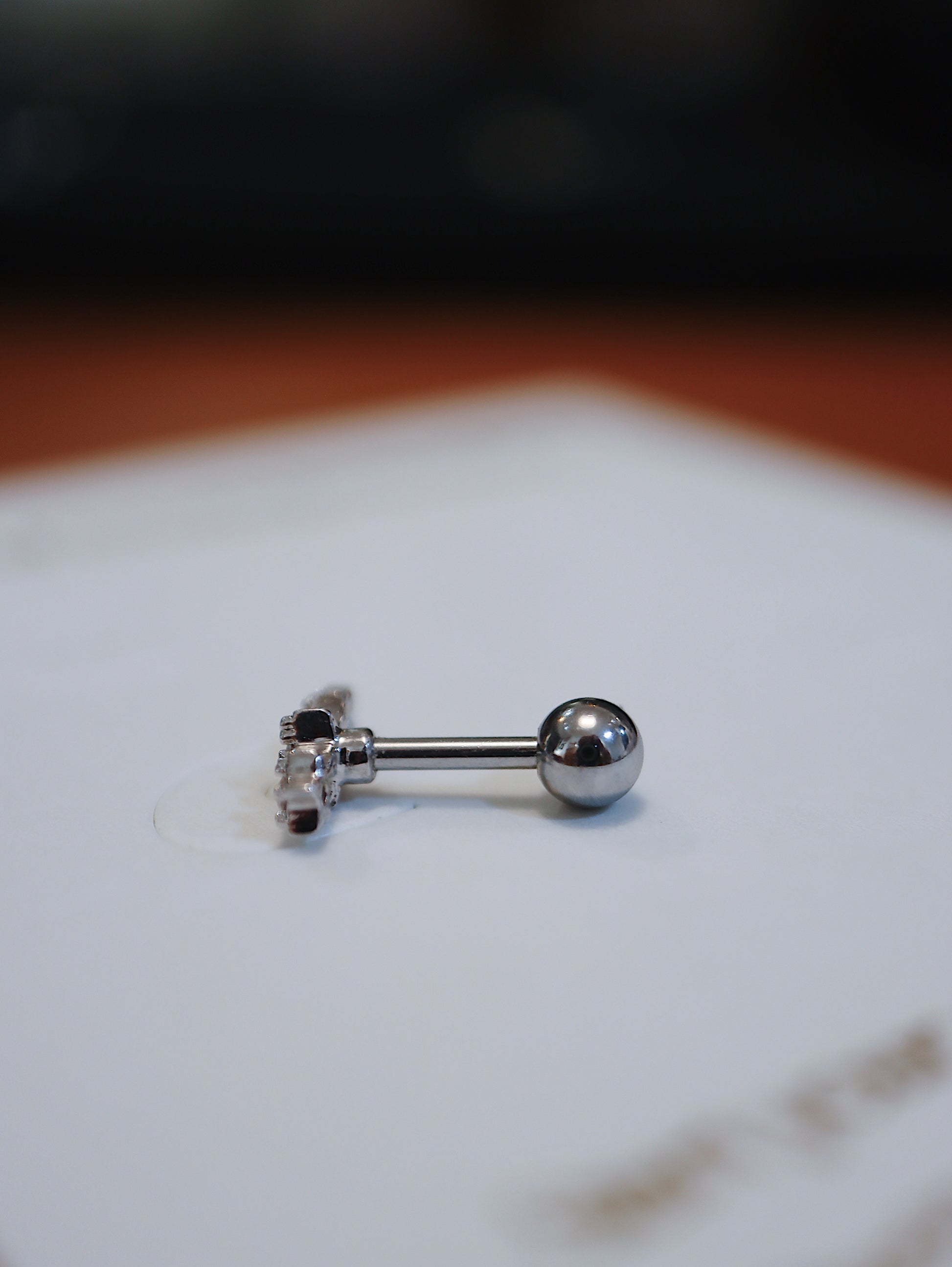 Triple star cz surgical steel piercing
