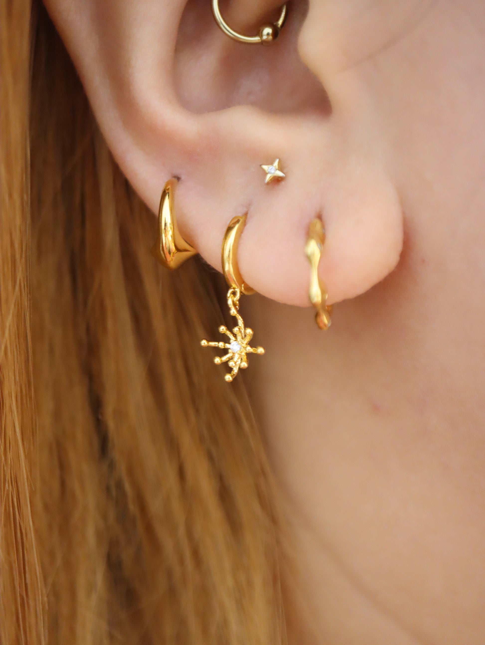 Starburst 925 silver hoop earrings