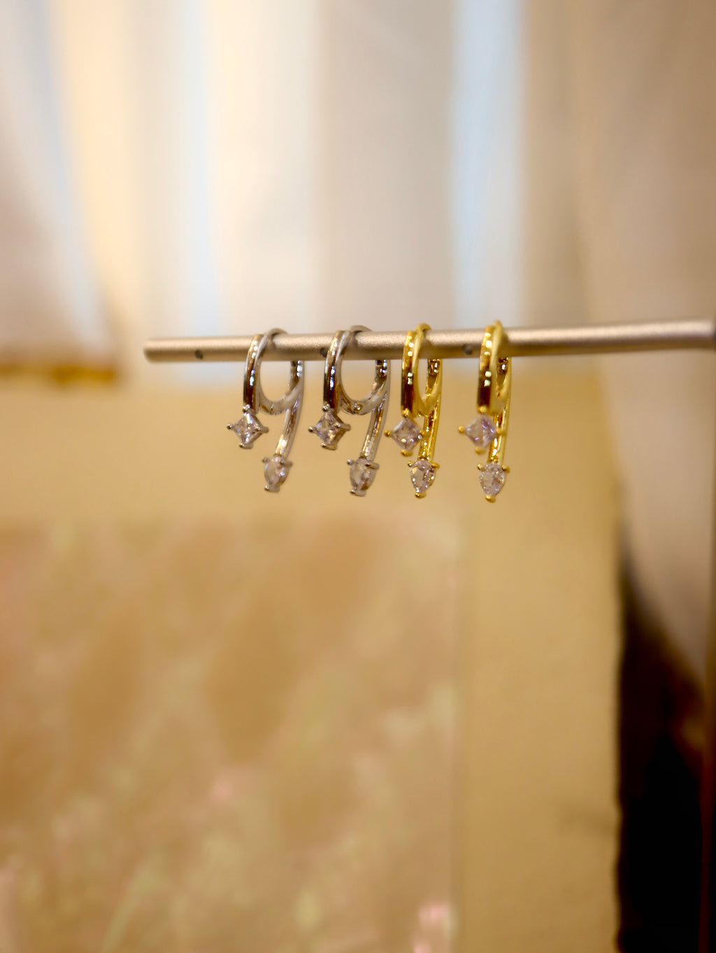 Front & back drop cz earrings