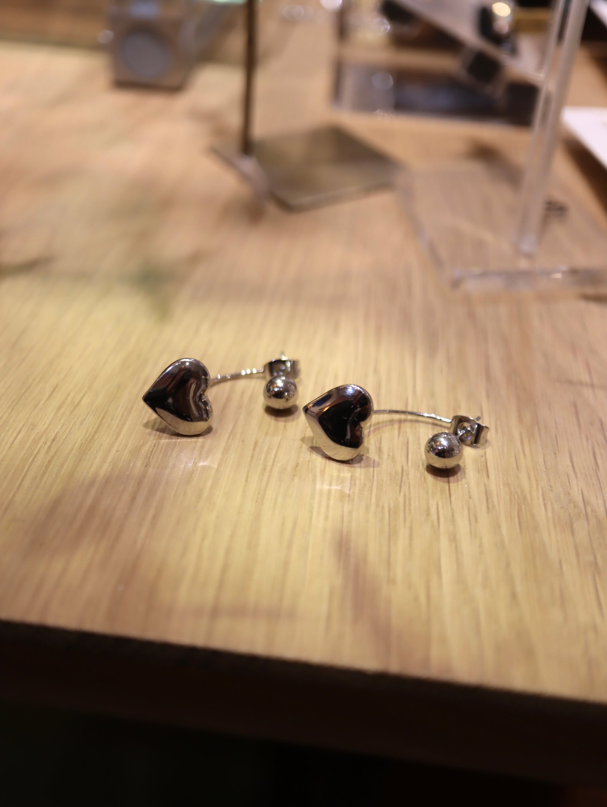 Drop heart stainless steel earrings