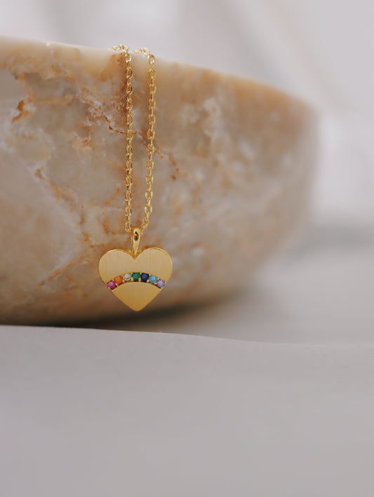 Heart rainbow necklace